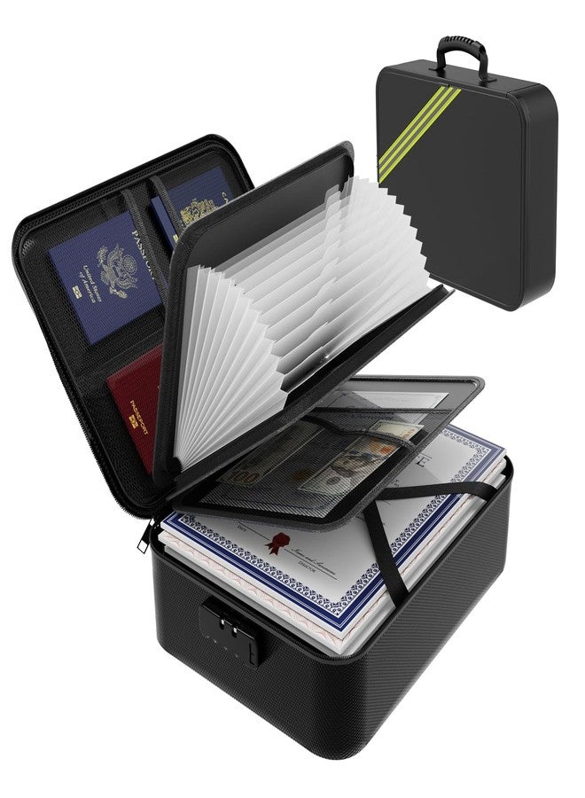 HardRock Large Fireproof Document Box with Lock,Upgraded Waterproof Fireproof Document Bag,Important Document Organizer Binder Hard Case Safe,5200℉ Fire Proof File Box,Portable for Business Travel Home - Image 1