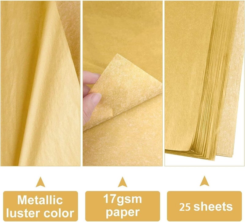 Red Dot Gift REDDOTGIFT® 25 Sheets Metallic Golden Tissue Paper for Gift Wrapping and Crafts - Image 2