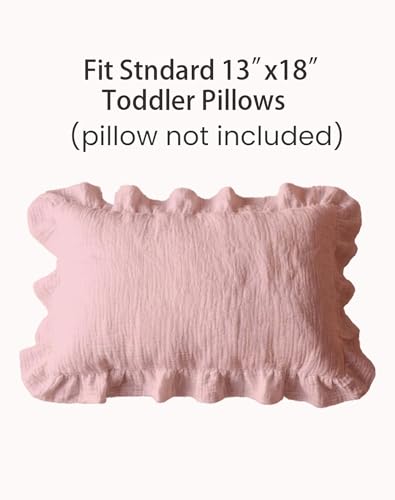 Wimist Muslin Ruffled Toddler Pillowcases 13"x18" 2 Pack, Soft, Breathable Muslin Cotton Travel Pillow Covers with Envelope Closure for Baby Boys, Girls & Kids (Vintage Blossom-Ruffled, 13 x 18 Inch) - Image 3