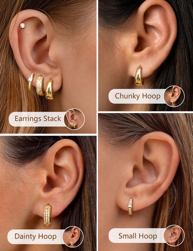 ORAZIO Hypoallergenic Small Gold Stud Hoop Earrings for Women Surgical Stainless Steel Earrings Trendy 14K Gold Plated Hoops Cartilage Earring Stacks Huggie Earring Set for Multiple Piercing Jewelry - Image 4