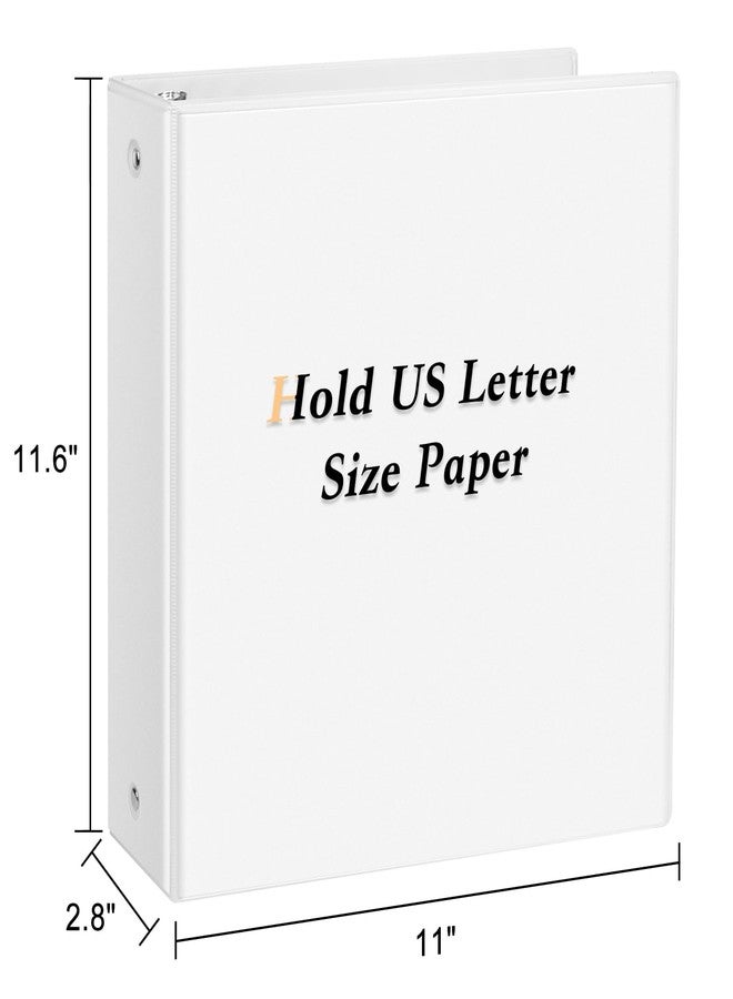 CIXILDTS 2" 3 Ring Binder, Standard 2-inch Round Ring Binder Fit Letter Size Paper, Presentation View Binders, White, 6-Pack - Image 2