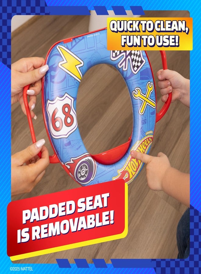 Hot Wheels Soft Potty Training Seat for Toilet with Storage Hook, Non-Slip Potty Ring with Splash Guard, Built-in Handles for Toddlers - Image 5