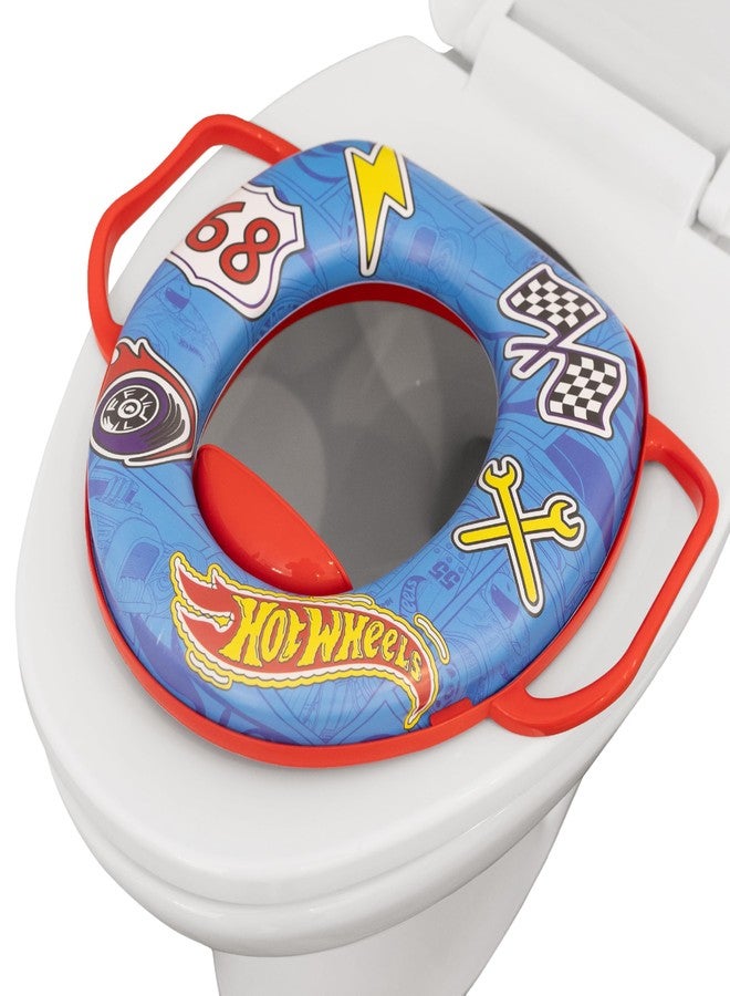 Hot Wheels Soft Potty Training Seat for Toilet with Storage Hook, Non-Slip Potty Ring with Splash Guard, Built-in Handles for Toddlers - Image 1