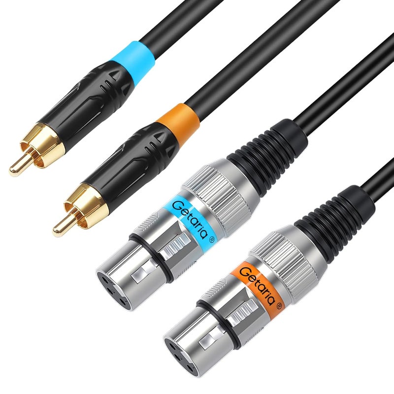 Getaria Dual XLR to RCA cable, Heavry Duty Dual XLR Female to Dual RCA Male Cable, 2 Female XLR to 2 RCA Male Patch Cord Hi Fi Stereo Audio Wire for Mixer, Power Amplifier, Audio Player - Image 1