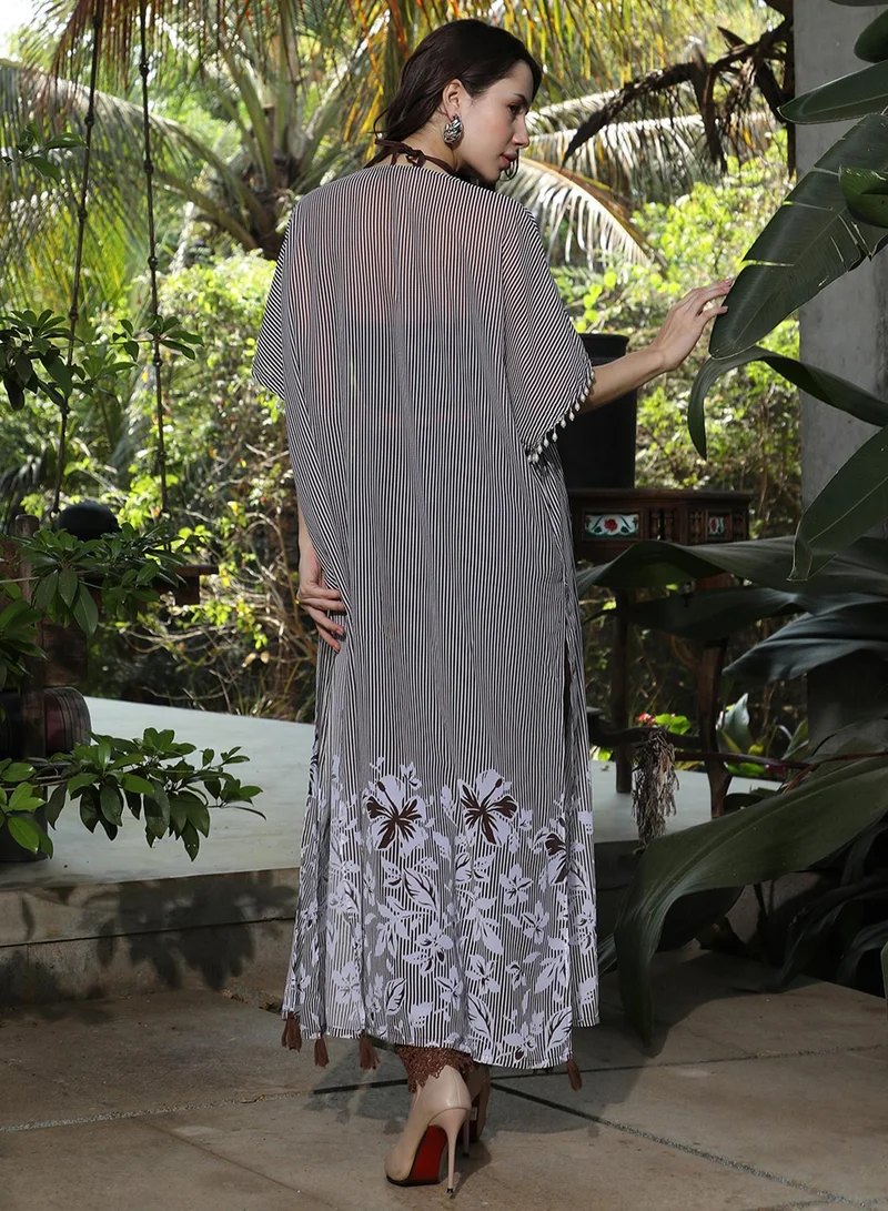 QISSA Women's Chocolate Brown Ethereal Bohemian Co-Ord Set