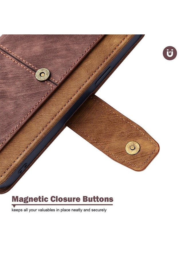 HuHa For OnePlus Ace 5 / 5 Pro Color Stitching Skin Feel Leather RFID Blocking Phone Case(Brown) - Image 5