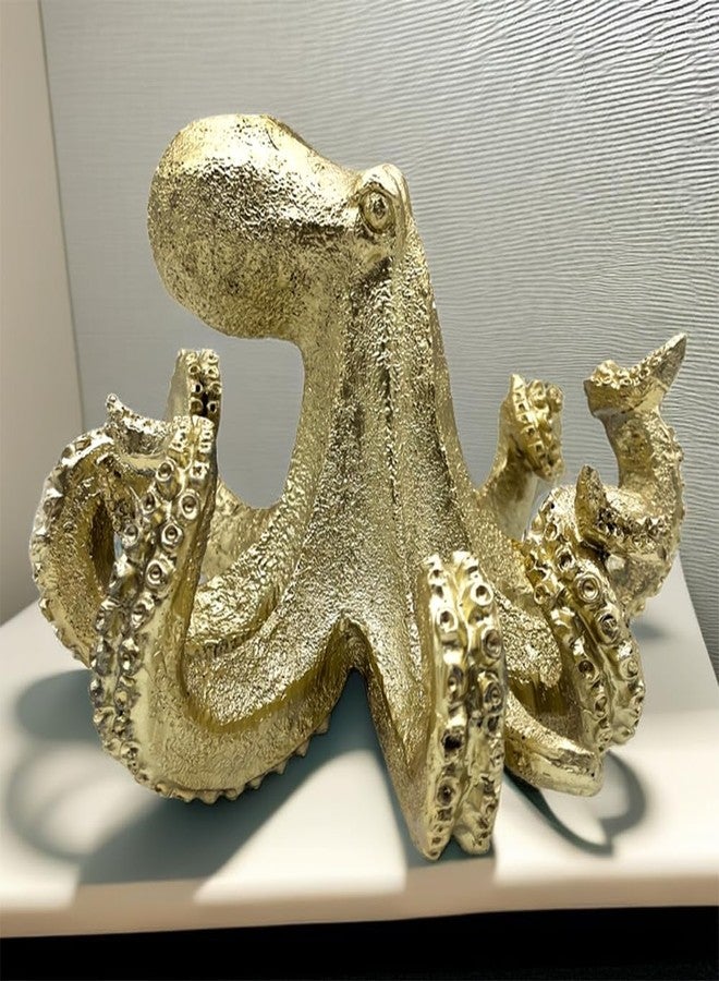SHTWX Gold Octopus Vintage Statue Sculpture Frgurine Gift for Home Office Living Room Desktop Display Decor Decorative - Image 1