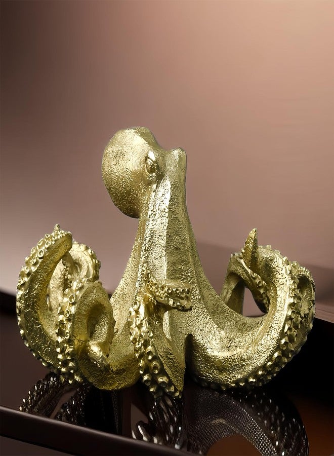 SHTWX Gold Octopus Vintage Statue Sculpture Frgurine Gift for Home Office Living Room Desktop Display Decor Decorative - Image 3