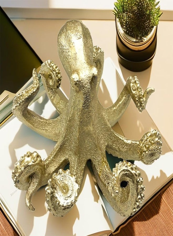 SHTWX Gold Octopus Vintage Statue Sculpture Frgurine Gift for Home Office Living Room Desktop Display Decor Decorative - Image 5