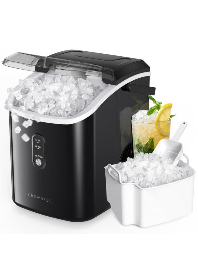 Crownful Nugget Ice Maker Countertop, Portable Pebble Ice Maker Machine, 15kg/24H Soft Chewable Ice, First Ice in 8 Mins, 1.1L Water Tank, Self-Cleaning, Quiet Operation for Home Kitchen Office Drinks - Image 1