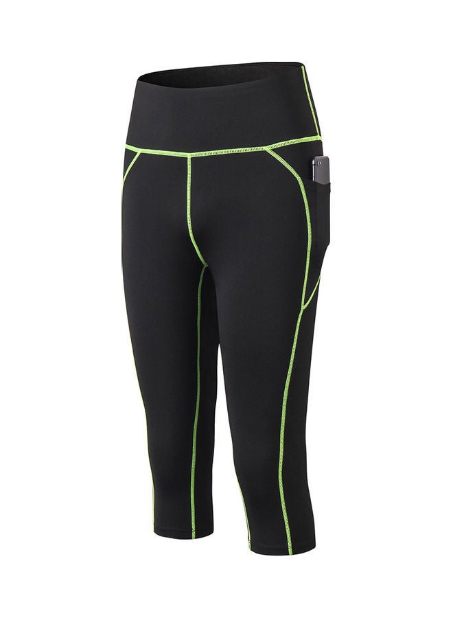NIBEMINENT Yoga Leggings Capri Pants Quick Dry High Waist Pocket Bodycon Jogging Workout Gym Fitness Sport Trousers XL 20 x 5 12cm  - Image 1