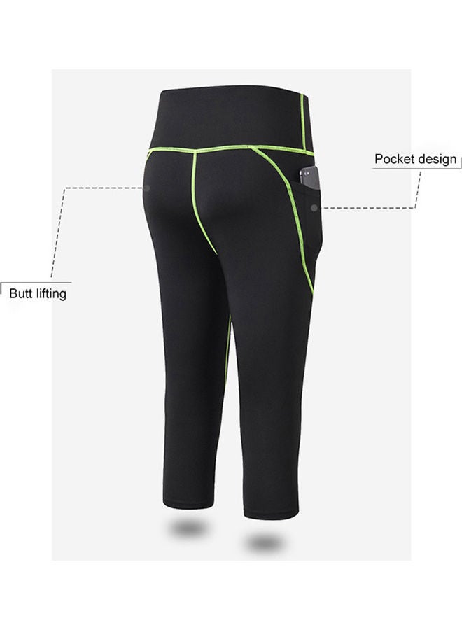 NIBEMINENT Yoga Leggings Capri Pants Quick Dry High Waist Pocket Bodycon Jogging Workout Gym Fitness Sport Trousers XL 20 x 5 12cm  - Image 5