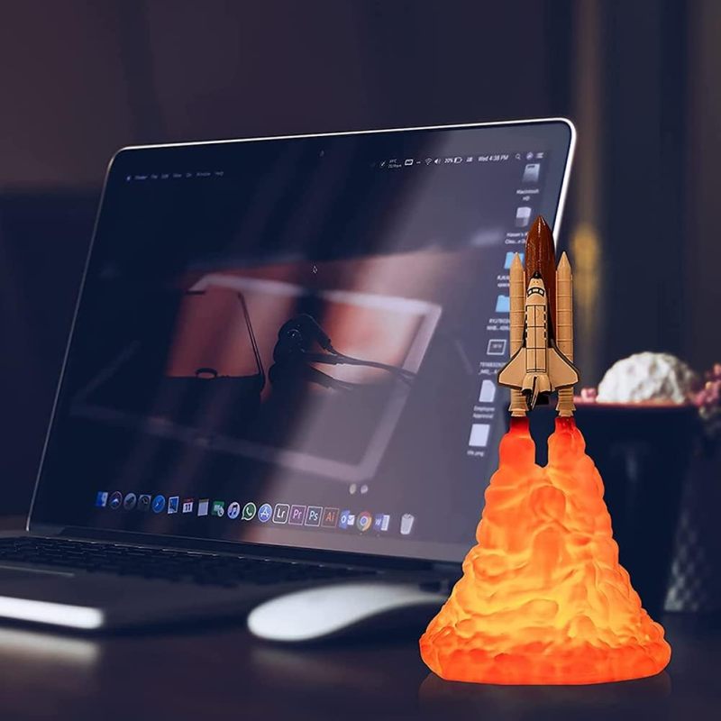 3D Lamp: 3D Printed Rocket Shape, 800mAh Rechargeable Battery, Safety Environmental-friendly PLA Material - Multi-function Adjustable Brightness, Orange LED Light for Bedroom, Office, Party Decor & Gi - Image 5
