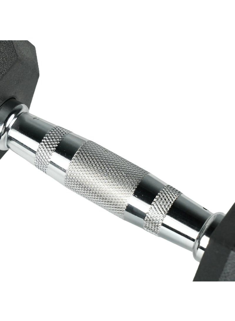 AXOX Fitness Hex Rubber Coated Dumbbell (15Kg) With Reinforced Steel Handle – Durable, Non-Rolling Design For Strength Training, Crossfit, Hiit, And Home & Commercial Gyms - Image 4