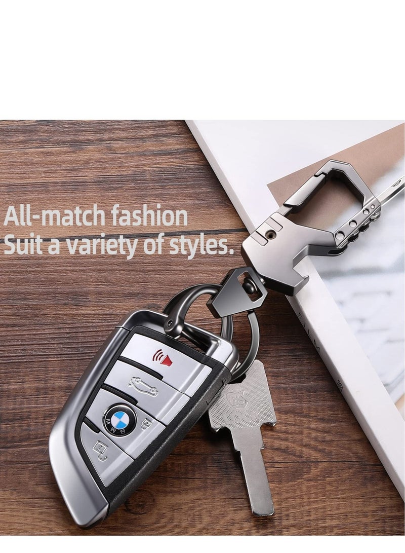 SYOSI سلسلة مفاتيح السيارة مع حلقتين للمفاتيح، فتاحة زجاجات سلسلة مفاتيح حلقة تسلق للرجال والنساء، صندوق أدوات متعدد الوظائف للرجال والنساء، سلاسل مفاتيح السيارة (أسود) - Image 3