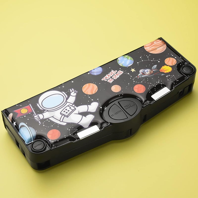 Minache Cross product compatible Multifunction Pencil Case, Pencil Box with 2 Compartments for Students - Cartoon Pattern Stationery Set with Pop Out Scissors and Pencil Sharpener Multi item matching - Image 2