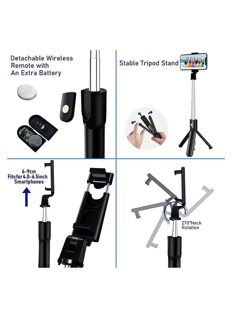 ELTRAZONE - Selfie Stick Tripod, Extendable 3 in 1 Aluminum Bluetooth Selfie Stick with Wireless Remote and Tripod Stand for iPhone 13/13 Pro/12/11/11 Pro/XS Max/XS/XR/X/8/7 - Image 1