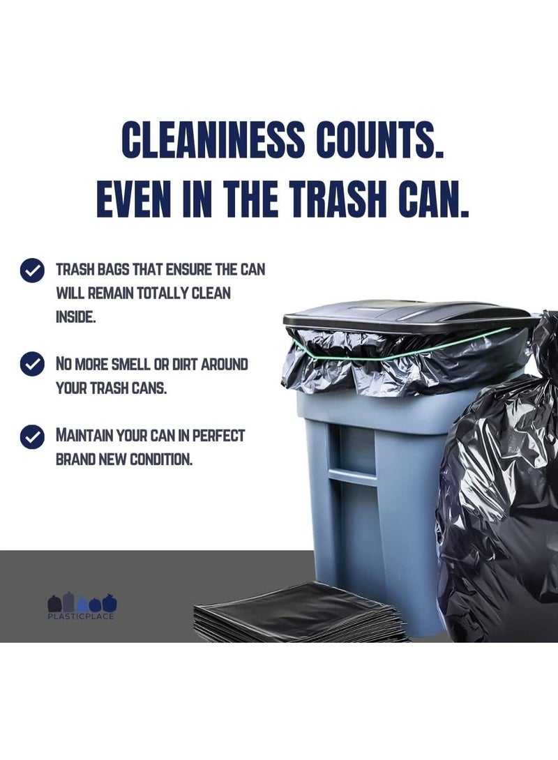 Extra-large black garbage bags (65gallons) in packs of 50. (70x 90 cm), garbage can liners, suitable for offices, outdoor use, gardens, and commercial settings. - Image 4
