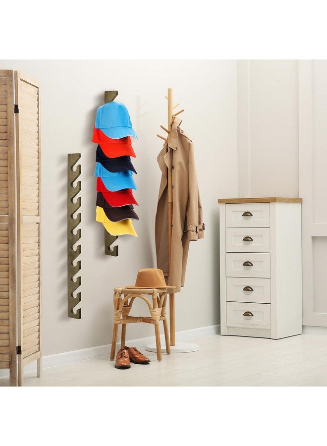 BBTO BBTO 3 Pack Wooden Hat Rack for Baseball Cap Wall Mount Hat Racks Vertical Baseball Cap Display Holder with 10 Hooks Organizer Wood Hanger for Door Entry Room Bedroom  - Image 4