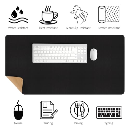 Bloss Black Desk Mat, Leather Desk Pad, Desk Matt for Desktop, Waterproof Desk Pad Mat, Computer Mat for Office Work/Home/Decor/Desk Protector/Cover(31.5 x 15.7 Inches) - Image 3
