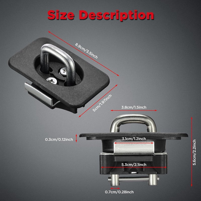 SPEEDWOW Retractable Truck Bed Tie Down Anchors Compatible with F-150 2015-2023; Compatible with F-250 Super Duty; Compatible with F-350 Super Duty; Compatible with Raptor Trucks 2017-2023 - Image 4
