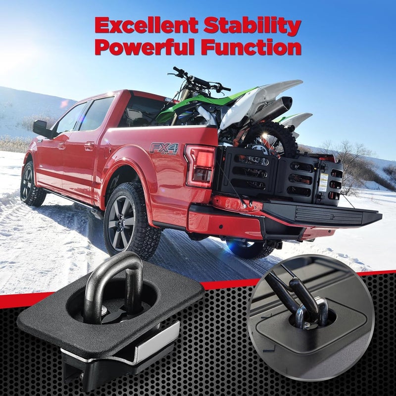 SPEEDWOW Retractable Truck Bed Tie Down Anchors Compatible with F-150 2015-2023; Compatible with F-250 Super Duty; Compatible with F-350 Super Duty; Compatible with Raptor Trucks 2017-2023 - Image 2