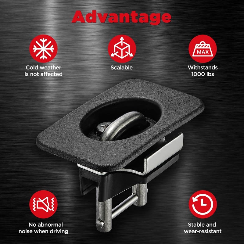 SPEEDWOW Retractable Truck Bed Tie Down Anchors Compatible with F-150 2015-2023; Compatible with F-250 Super Duty; Compatible with F-350 Super Duty; Compatible with Raptor Trucks 2017-2023 - Image 3