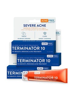 AcneFree Acne Free Terminator 10 Acne Spot Treatment With Benzoyl Peroxide 10% Maximum Strength Acne Cream Treatment 1 Fl Oz Pack Of 3 White  - Image 2