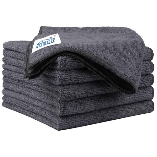 HOMEXCEL Grey Microfiber Cleaning Cloth 6 Pack 125 x 125 inch Microfiber Towels for Cars Ultra Absorbent Car Washing Cloth Lint Free Streak Free Cleaning Rags for Car Kitchen and Window - Image 1