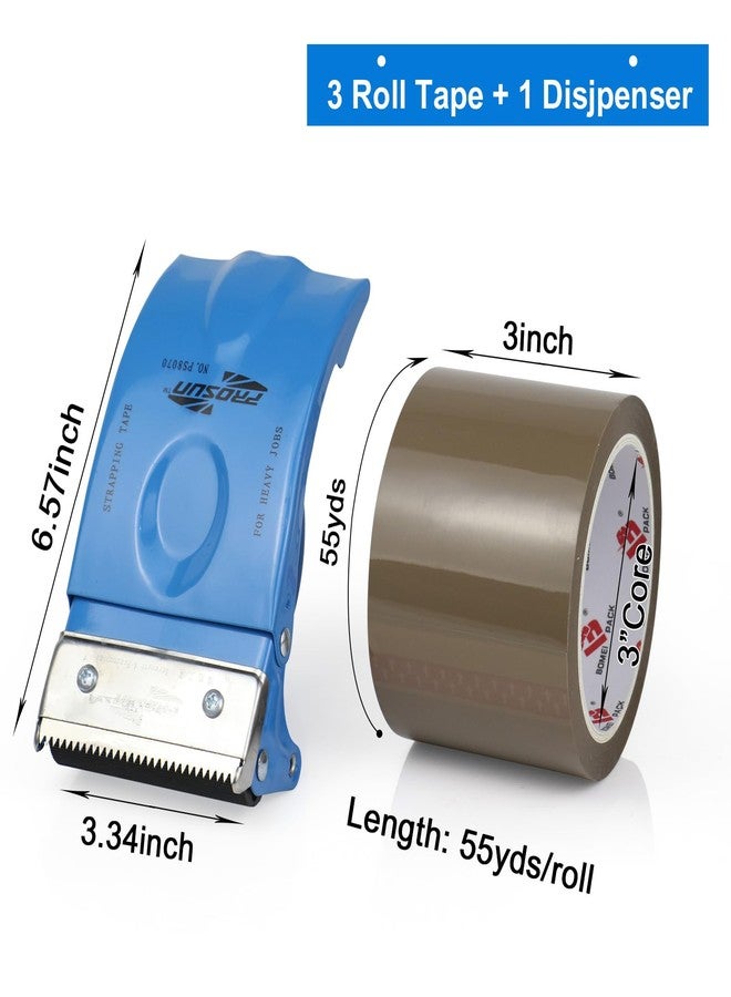 BOMEI PACK 3 Inch Wide Packing Tape with Dispenser,2.4 Mil x 55 Yards Heavy Duty Packaging Tape Refill for Shipping,Industrial Grade,Urtal Strong Boxing Tape for Moving,Mailing and Storages (Brown) - Image 2