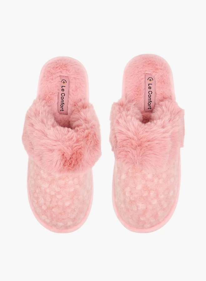 Le Confort Women's Closed Toe Faux Fur Bedroom Slippers