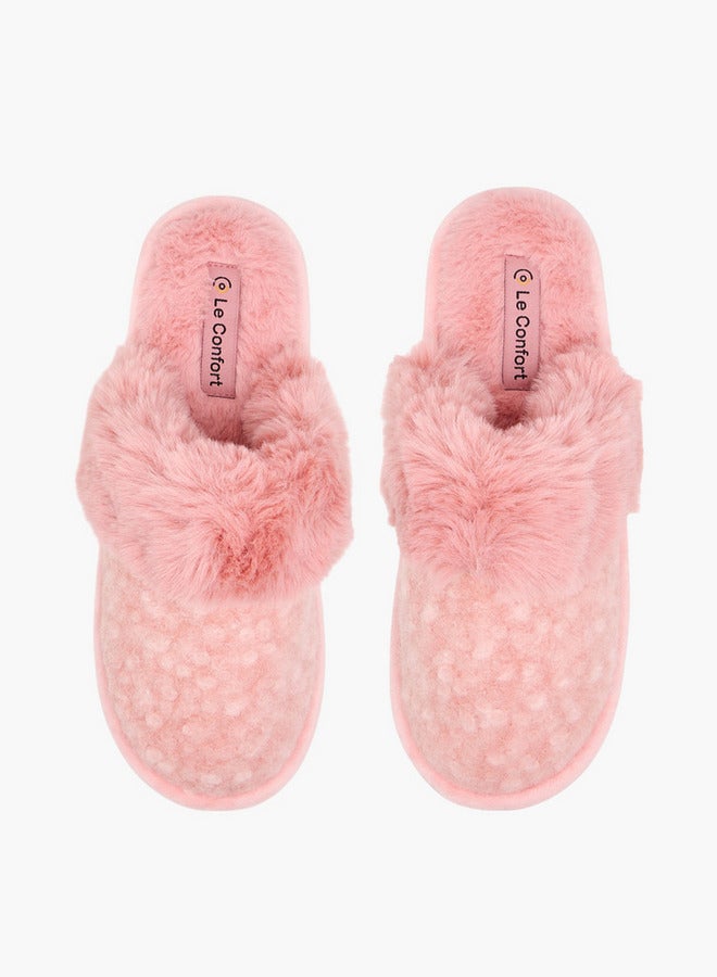 Le Confort Women's Closed Toe Faux Fur Bedroom Slippers  - Image 1