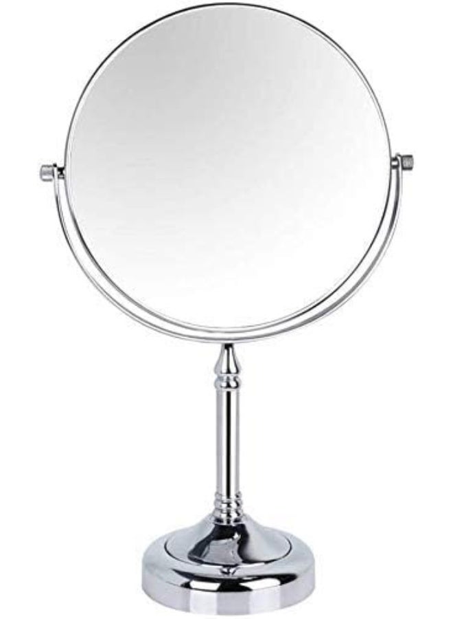 مرآة مكبرة مزدوجة الجوانب ودوران 360 عادي، مرآة تجميل كروم مع قاعدة بارتفاع 5 بوصات، مرآة مكبرة للتزيين بمستويي تكبير 1X و 5X على قاعدة للاستخدام في غرفة النوم والحمام، قابلة للوقوف بذاتها - Image 3