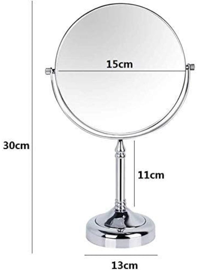 مرآة مكبرة مزدوجة الجوانب ودوران 360 عادي، مرآة تجميل كروم مع قاعدة بارتفاع 5 بوصات، مرآة مكبرة للتزيين بمستويي تكبير 1X و 5X على قاعدة للاستخدام في غرفة النوم والحمام، قابلة للوقوف بذاتها - Image 2