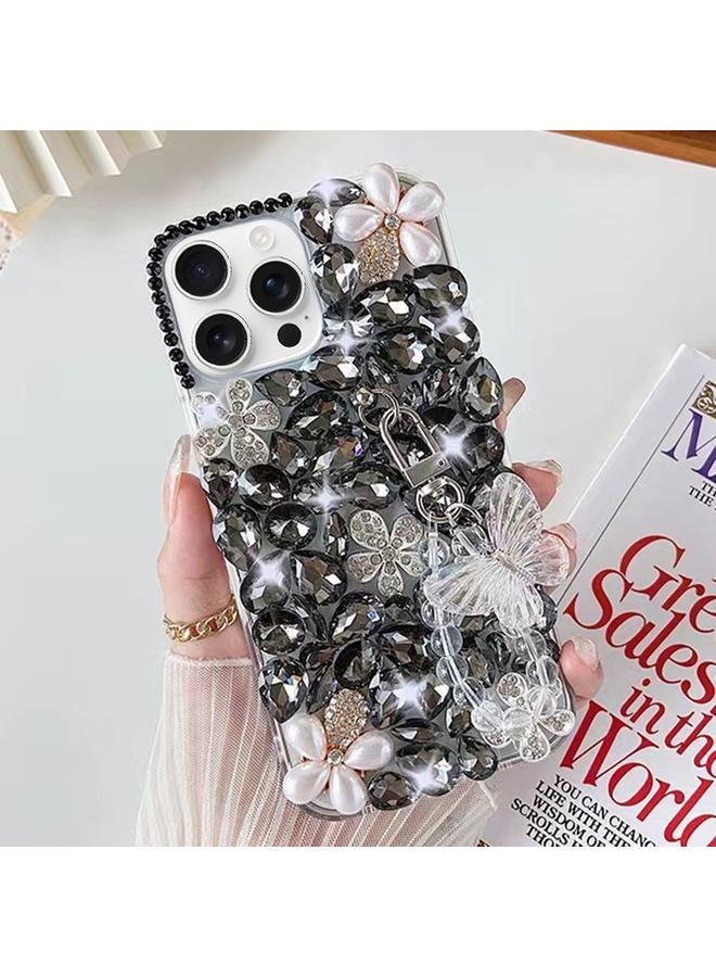 S-TOP Case For iPhone 16 Pro Handmade Butterfly Diamond Inlay PC Phone Case - Image 1