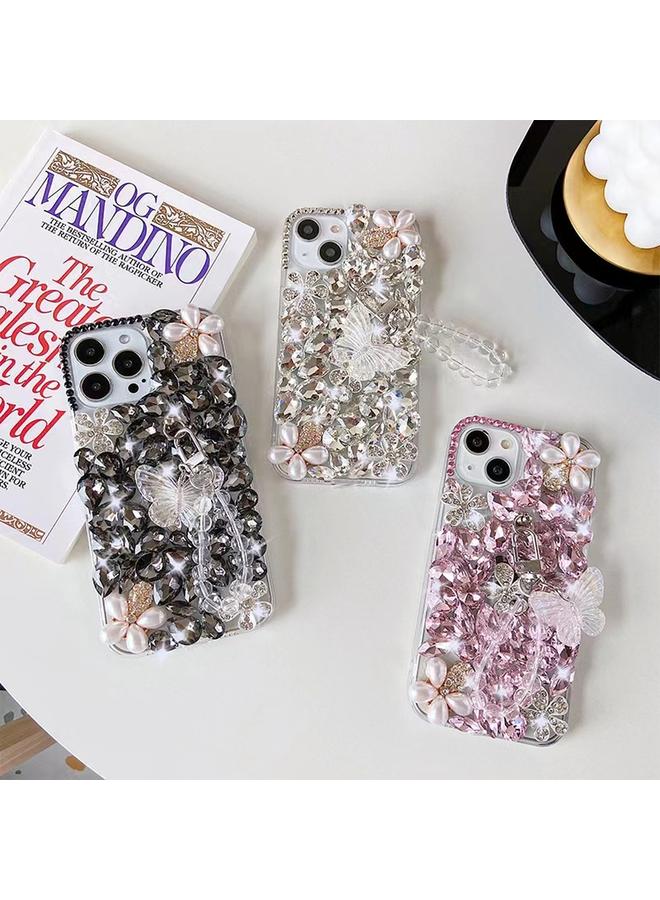 S-TOP Case For iPhone 16 Pro Handmade Butterfly Diamond Inlay PC Phone Case - Image 2