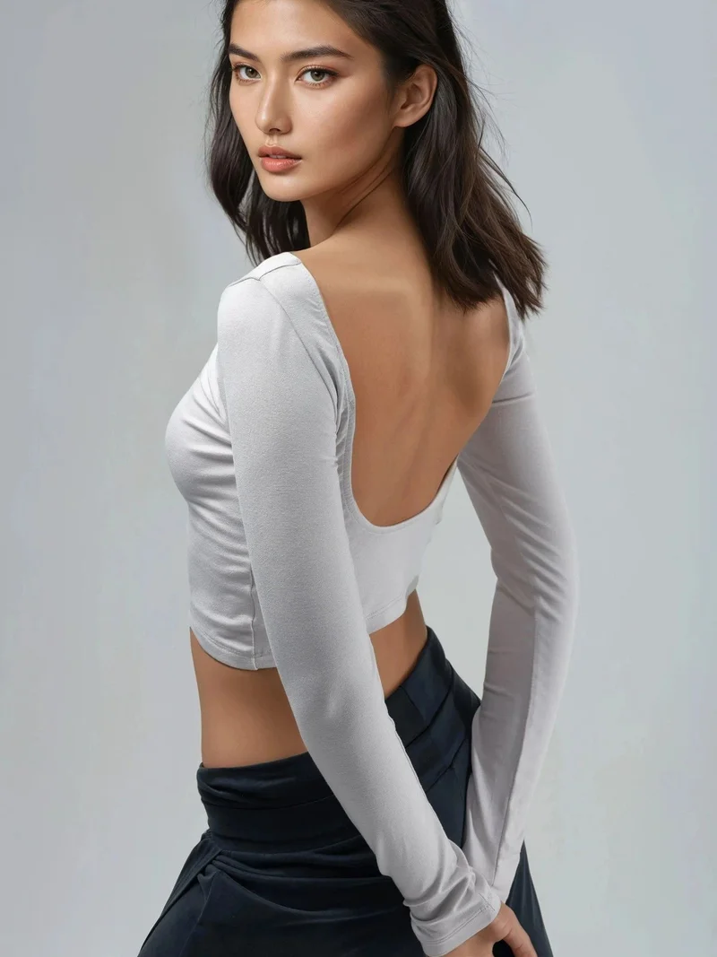 Busem BUSEM Slim Fit Cropped Blouse with Back Cut-Out