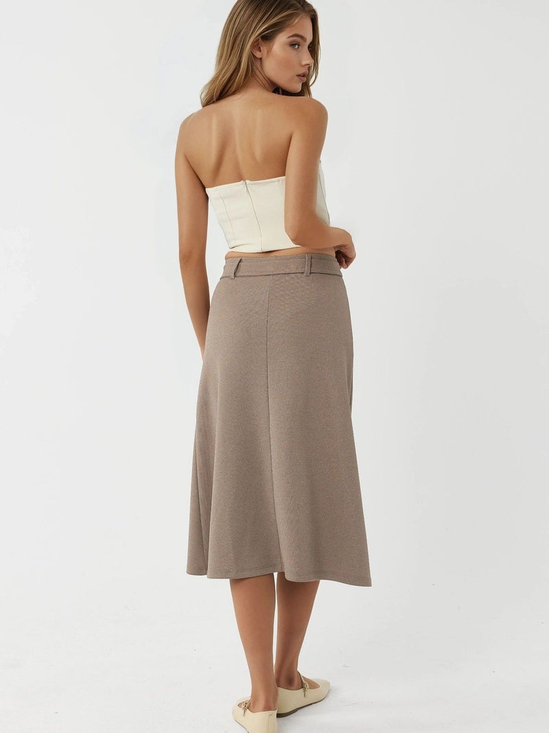 BUSEM High Waist Midi Skirt with Arched Detail - Image 3
