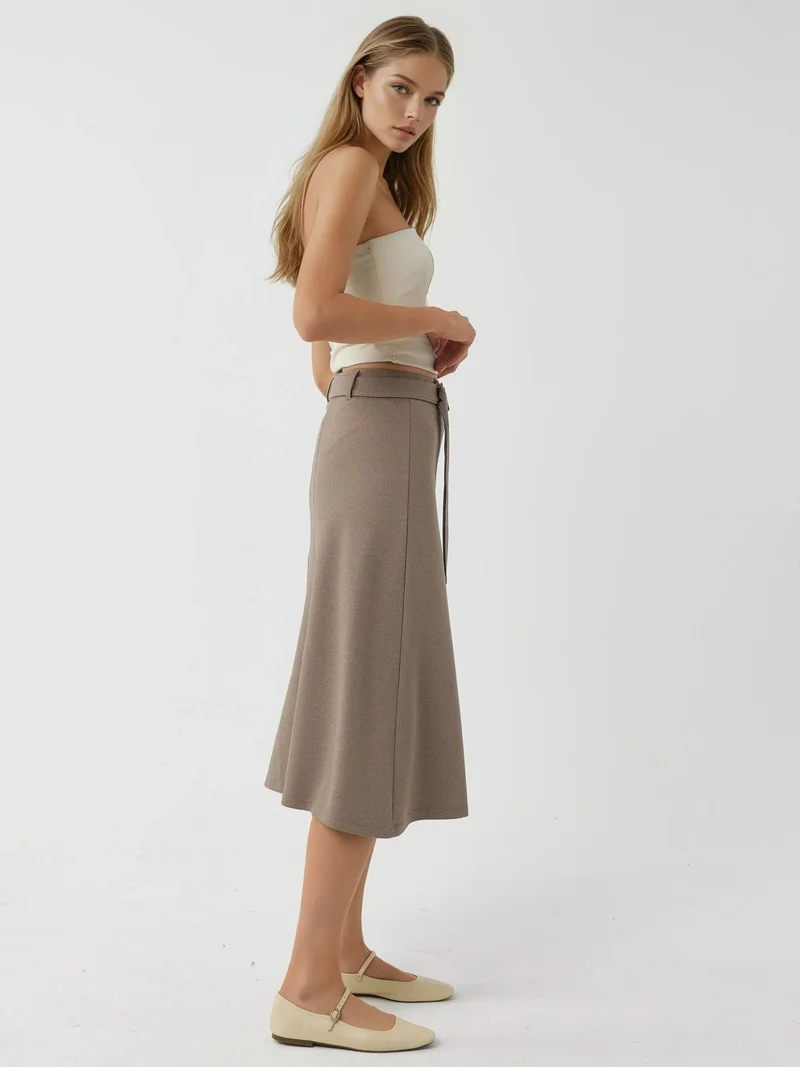 Busem BUSEM High Waist Midi Skirt with Arched Detail