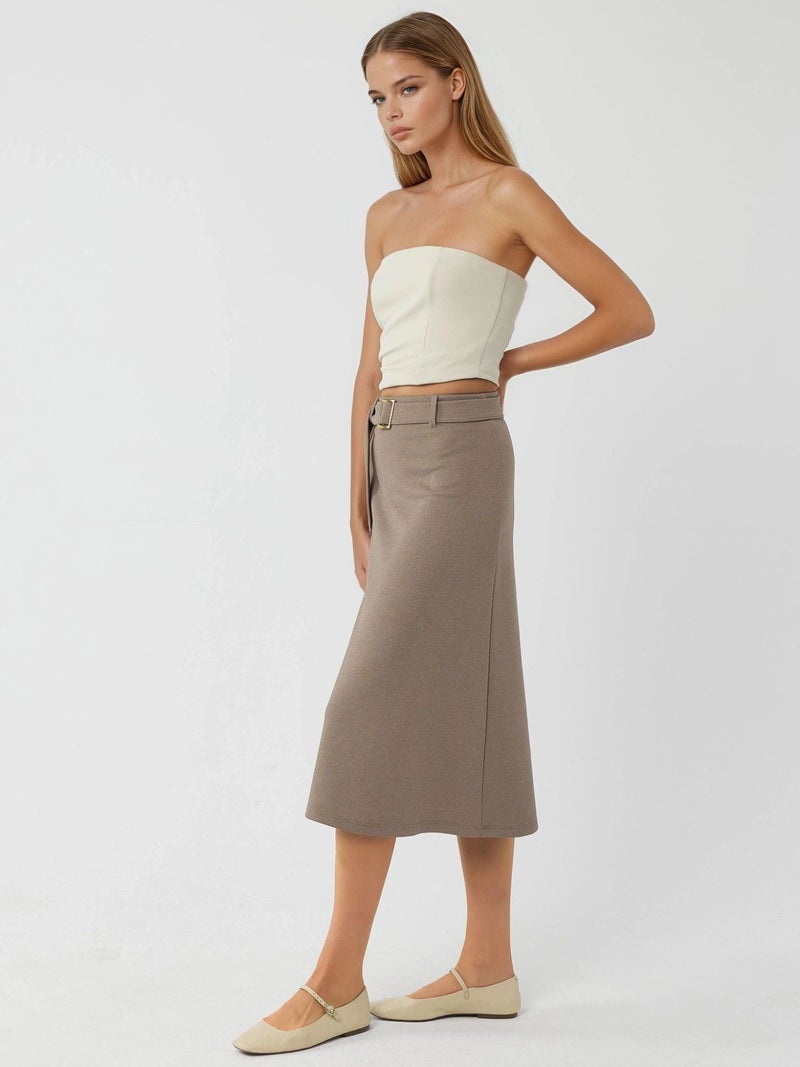BUSEM High Waist Midi Skirt with Arched Detail - Image 4