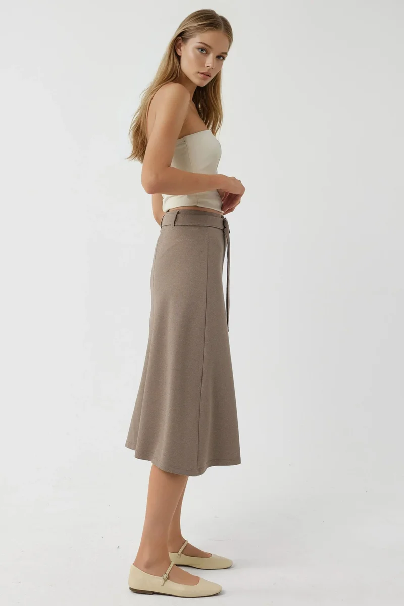 Busem BUSEM High Waist Midi Skirt with Arched Detail