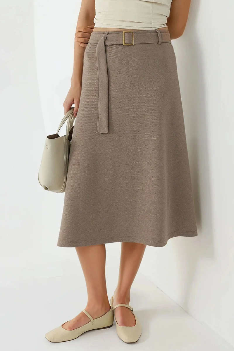 Busem BUSEM High Waist Midi Skirt with Arched Detail