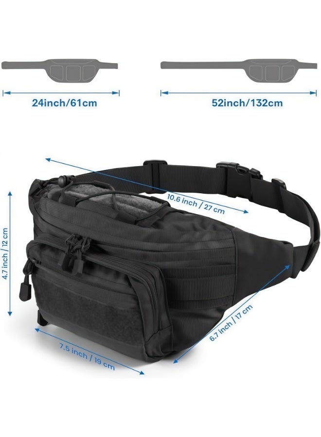 SHENGHUI Tactical Fanny Pack,Military Waist Bag Pack with U.S Patch Utility Hip Belt Bumbag for Outdoor Fishing Hiking Zipper Pockets,S, Tactical Fanny Pack - Image 3