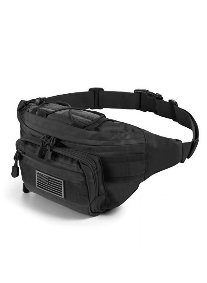 SHENGHUI Tactical Fanny Pack,Military Waist Bag Pack with U.S Patch Utility Hip Belt Bumbag for Outdoor Fishing Hiking Zipper Pockets,S, Tactical Fanny Pack - Image 1