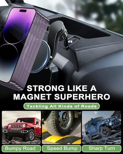 ZKJAYOE Magnetic Phone Mount for Jeep 2011-2017 Wrangler JK JKU - Dashboard Phone Holder with Magsafe for Jeep Wrangler Accessories (Not for JL JLU JT) - Image 4