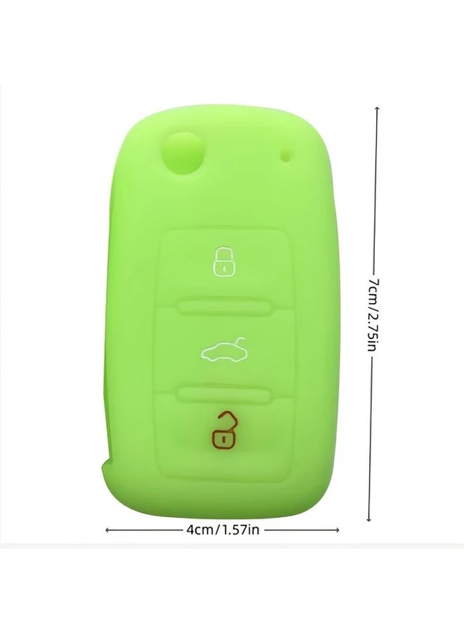 Green 3 Button Silicone Car Key Cover for Volkswagen Golf Jetta Skoda Yeti Superb Octavia SEAT Leon Ibiza - Image 2