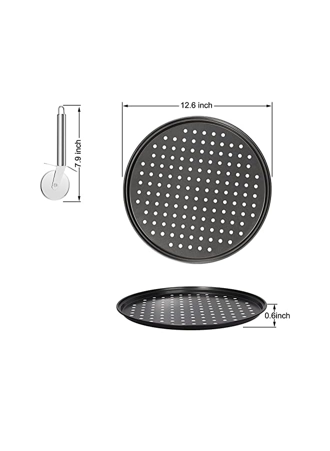 Pans with Holes 12 inch Perfect Results Premium 2 Pack Non-Stick Bakeware Pizza Crisper Pan with Pizza Cutter for Home Kitchen - Image 3