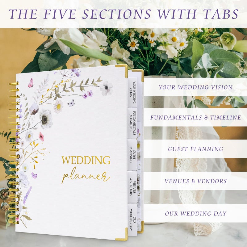 Plauthus Wedding Planner Book and Organizer, Bridal Wedding Book Planner with Tabs and Sticker to Guide Entire Wedding Process, Checklists, Countdown Calendar, Ceremony Outline, Perfect Engagement Gift for Her, Bride Gifts for Bride to Be (11.5"x 9.5") - Image 4