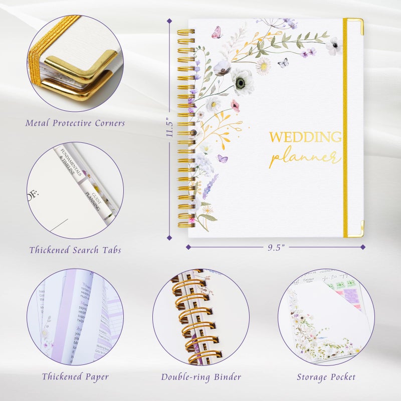 Plauthus Wedding Planner Book and Organizer, Bridal Wedding Book Planner with Tabs and Sticker to Guide Entire Wedding Process, Checklists, Countdown Calendar, Ceremony Outline, Perfect Engagement Gift for Her, Bride Gifts for Bride to Be (11.5"x 9.5") - Image 3