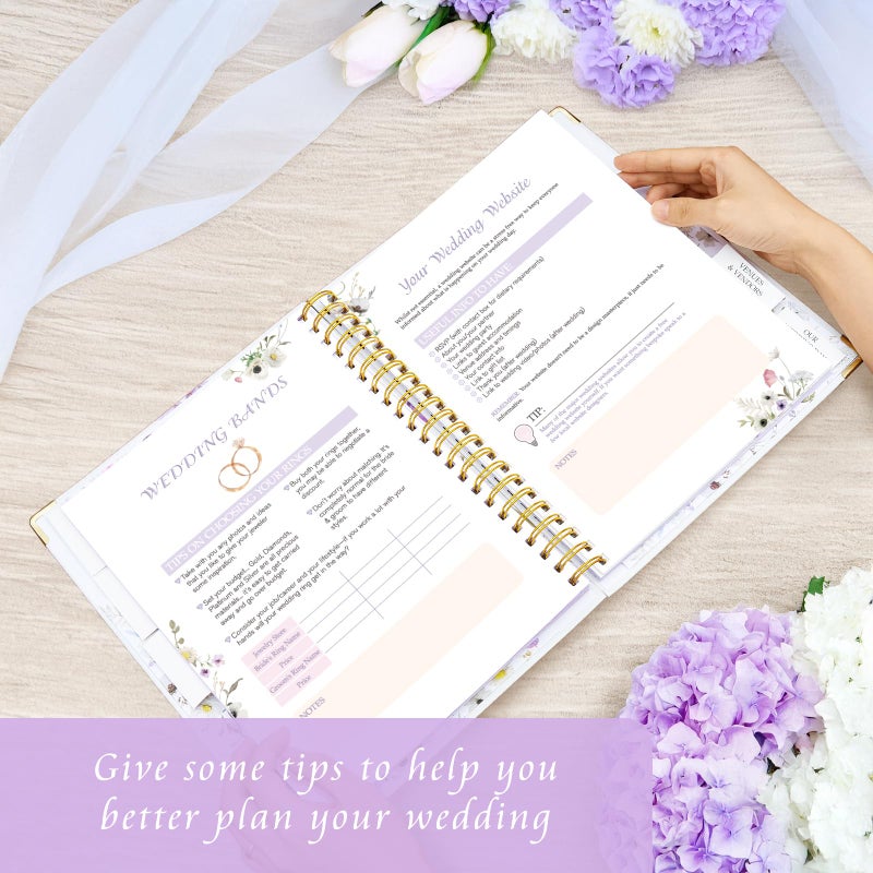 Plauthus Wedding Planner Book and Organizer, Bridal Wedding Book Planner with Tabs and Sticker to Guide Entire Wedding Process, Checklists, Countdown Calendar, Ceremony Outline, Perfect Engagement Gift for Her, Bride Gifts for Bride to Be (11.5"x 9.5") - Image 5